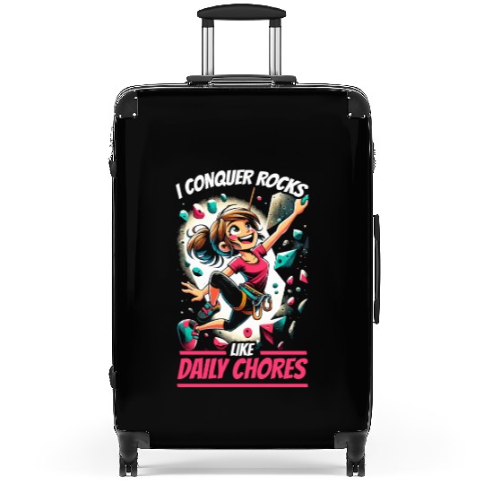 Bouldering Girl Boulderer Rock Climbing Wall Suitcases