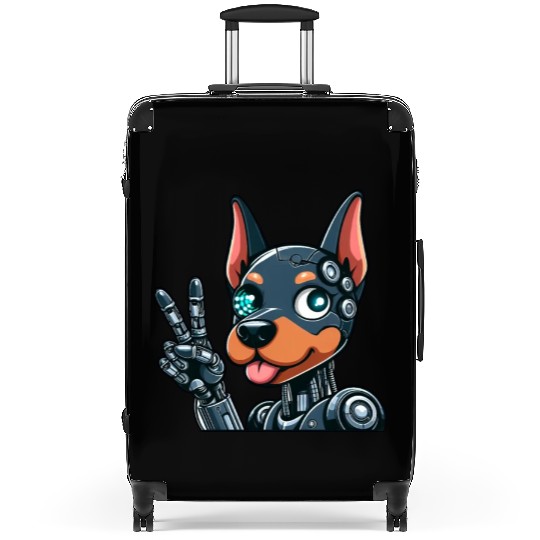 Cyborg Doberman Robot Dog Futuristic Design Suitcases