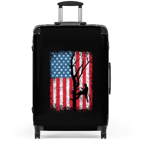American Flag Arborist Gift For Men Cool Tree Love Suitcases