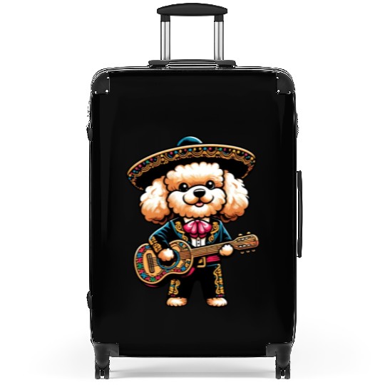 Poodle as Mariachi Guitarist Cinco de Mayo Suitcases