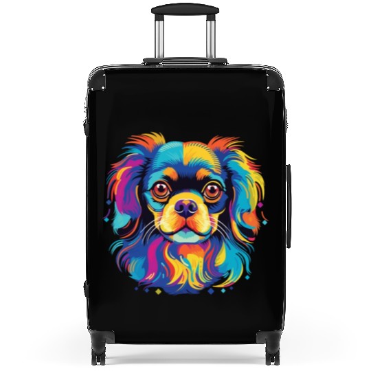 Watercolor Colorful Tibetan Spaniel Suitcases