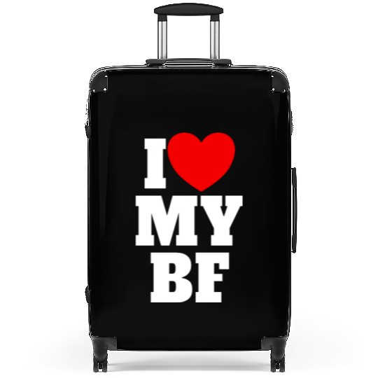 I Love My BF Red Heart Matching Couple Boyfriend Suitcases