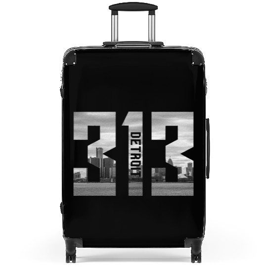 Detroit Michigan 313 Area Code Skyline Suitcases