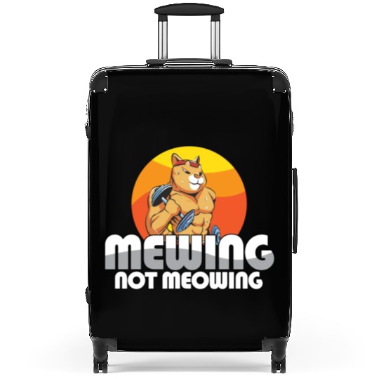 Funny Cat Meme Mewing Not Meowing Jawline Suitcases