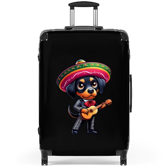 Doberman as Mariachi Guitarist Cinco de Mayo Suitcases