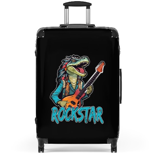 Rockstar Reptile Musician with Electric Guitar Suitcases