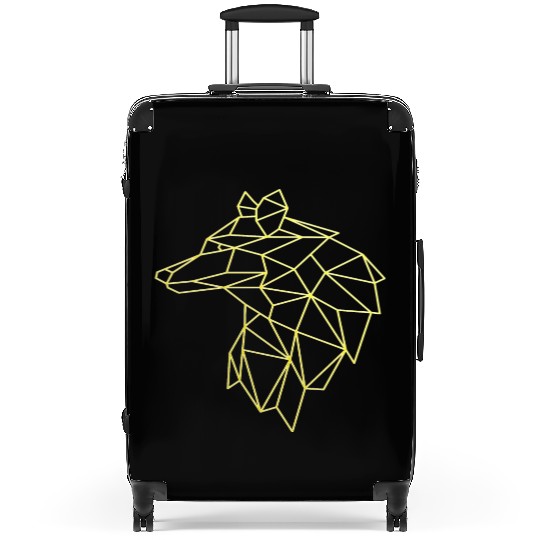 Wolf face tattoo geometric modern Colorful Suitcases