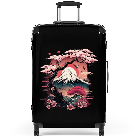 Japanese Sakura Garden Geisha Mount Fuji Cherry Suitcases