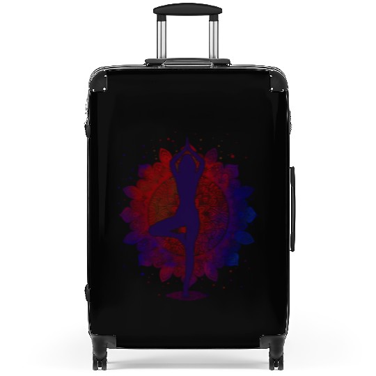 Serene Silhouette: A Yoga Pose with Mandala Elegan Suitcases
