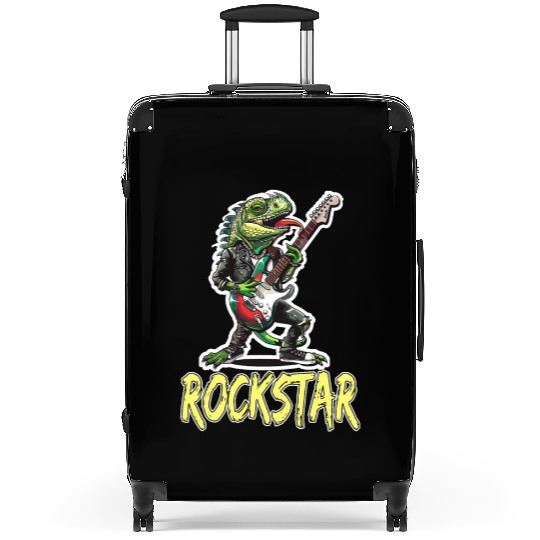 Rockstar Reptile Musician with Electric Guitar Suitcases