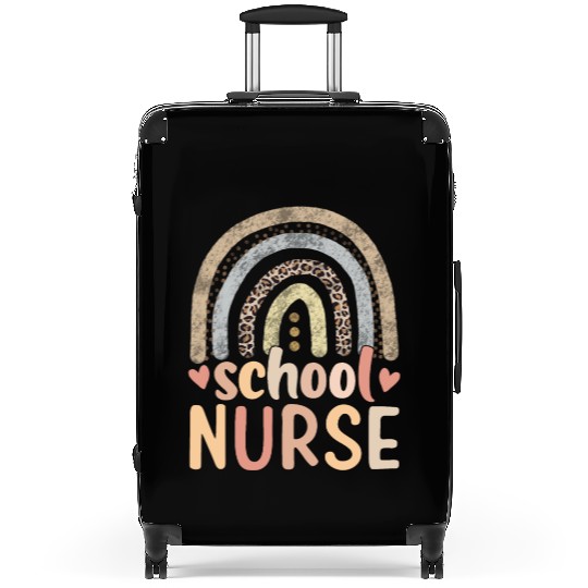 Rainbow Leopard Print School Nurse Back To School Suitcases