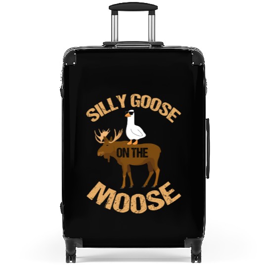 Silly Goose On The Moose Pun Geese Lover Suitcases
