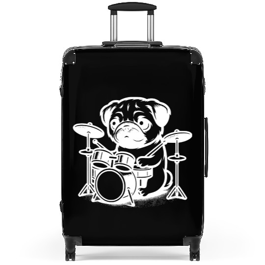 Cute Pug Puppy Drummer Design Suitcases