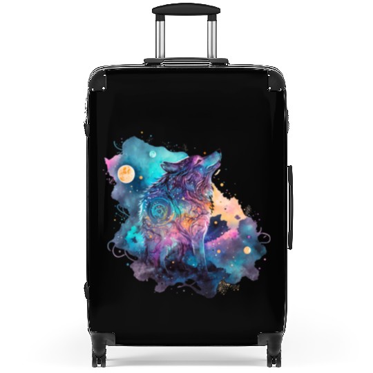 Wolf Print, Cosmic Wolves, Animal Print, Cosmos Suitcases