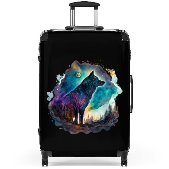 Wolf Print, Cosmic Wolves, Animal Print, Cosmos Suitcases
