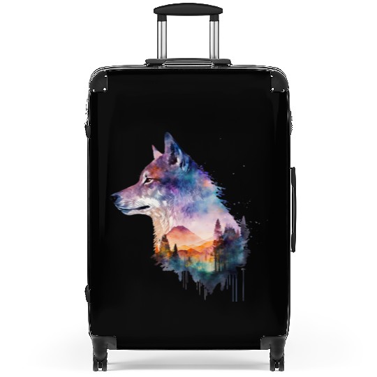 Wolf Print, Cosmic Wolves, Animal Print, Cosmos Suitcases