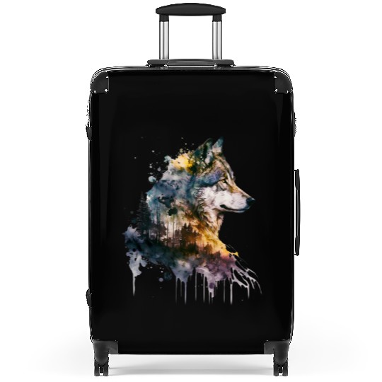 Wolf Print, Cosmic Wolves, Animal Print, Cosmos Suitcases