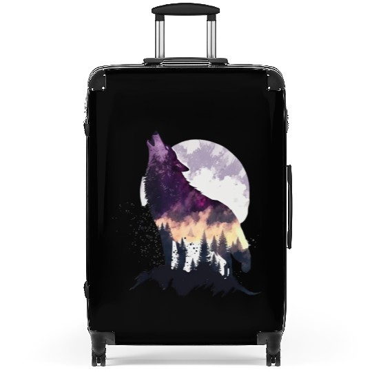 Wolf Print, Cosmic Wolves, Animal Print, Cosmos Suitcases