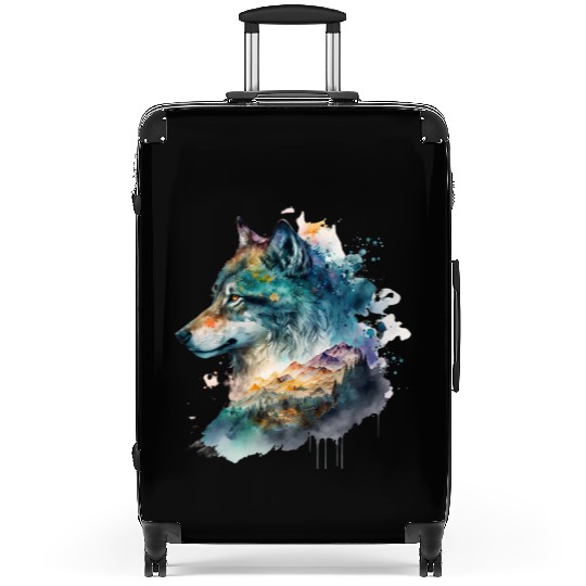 Wolf Print, Cosmic Wolves, Animal Print, Cosmos Suitcases