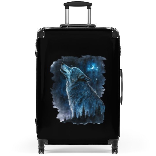 Wolf Print, Cosmic Wolves, Animal Print, Cosmos Suitcases