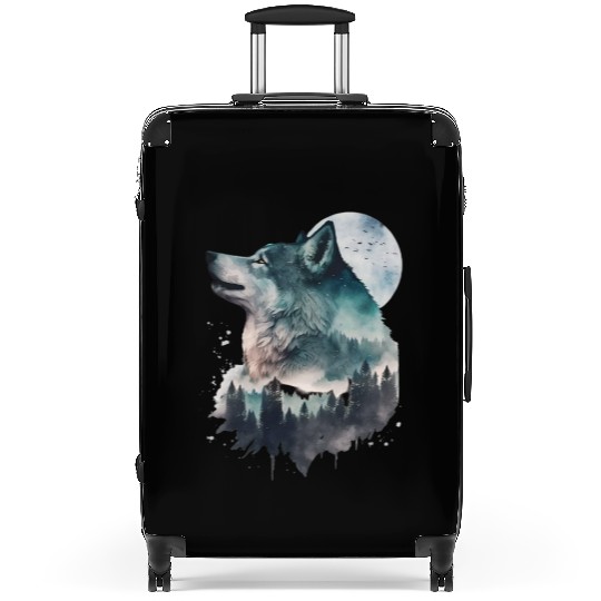 Wolf Print, Cosmic Wolves, Animal Print, Cosmos Suitcases