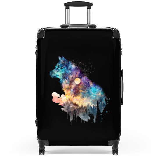 Wolf Print, Cosmic Wolves, Animal Print, Cosmos Suitcases