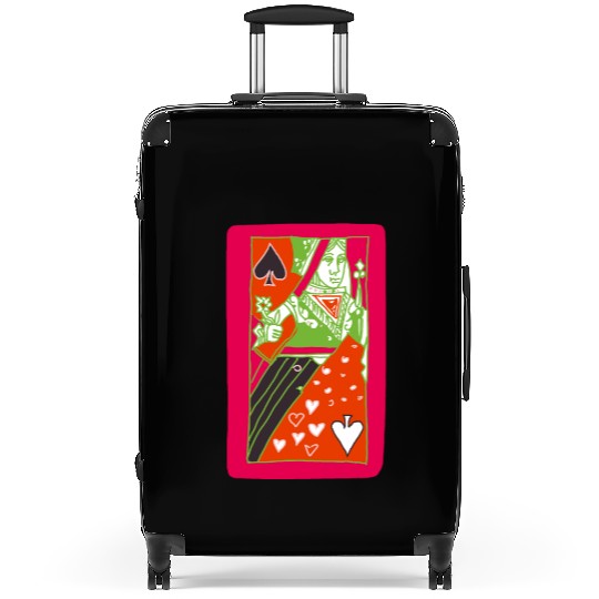 Red Queen Of Spades Playing Card Suitcases
