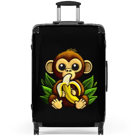 Funny Monkey Eating a Banana Suitcases