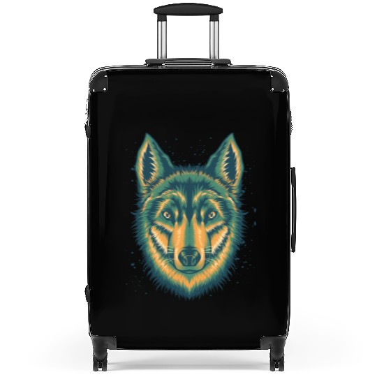 Wolf Suitcases Cool Vintage Green Wolves Canine Dog