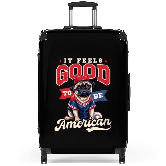 4th Of July Baseball Feels Good To Be American Pug Suitcases