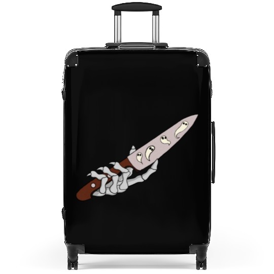 Skeleton Hand with Ghostly Dagger Theme Suitcases