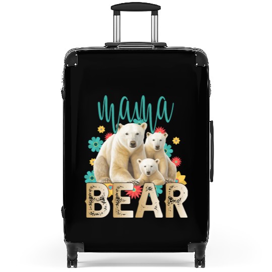 Mama Bear Gift Rose Flowers Mama Bear with 2 Cubs Suitcases