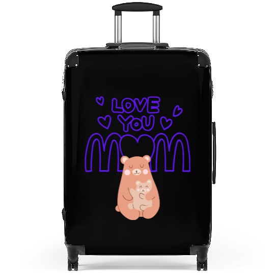 Peach Cute Mom And Baby Bear Mother s Day Card 2 Suitcases