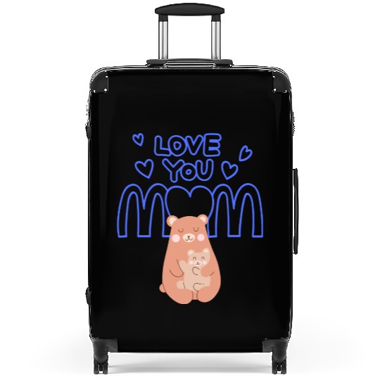 Peach Cute Mom And Baby Bear Mother s Day Card 3 Suitcases