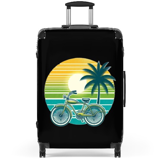 Retro Bike and Palm Tree Suitcases