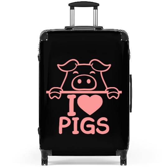 I Love Pigs pig heart piggy piglet comic funny Suitcases