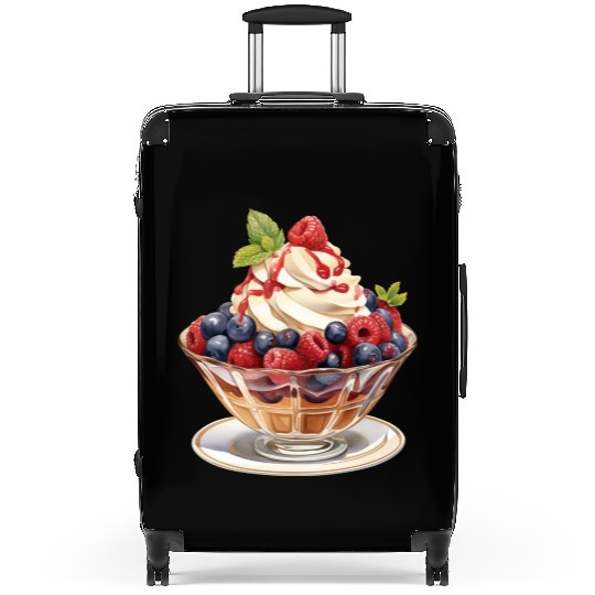 Fruity Raspberries and Blueberries Parfait Sundae Suitcases