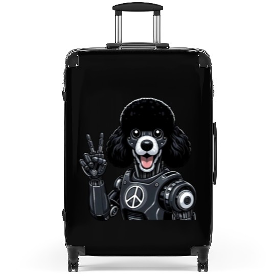 Cyborg Poodle with Peace Sign Robot Design Suitcases