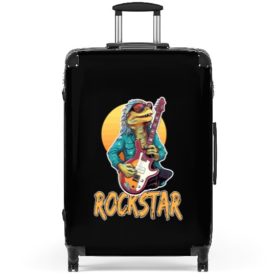 Rockstar Reptile Musician with Electric Guitar Suitcases
