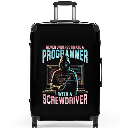 Robotics Engineer Programmer With A Screwdrive Suitcases