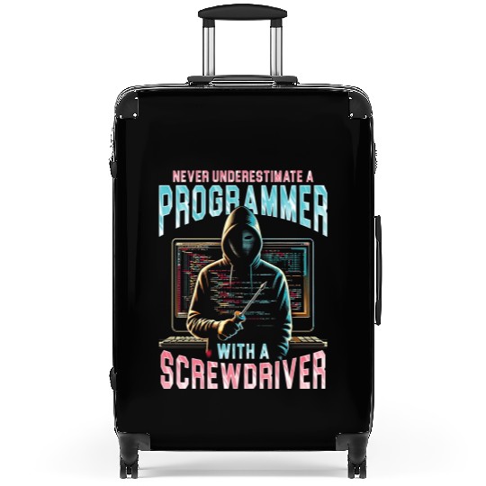 Robotics Engineer Programmer With A Screwdrive Suitcases