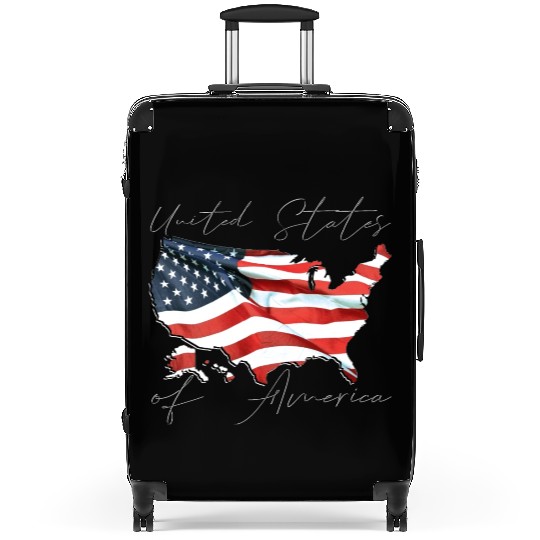 USA Flag in USA Map US Suitcases