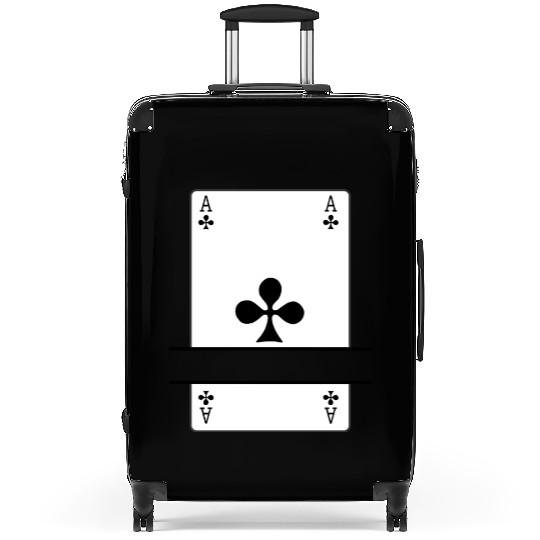 Playing card Club ace with banner space Suitcases