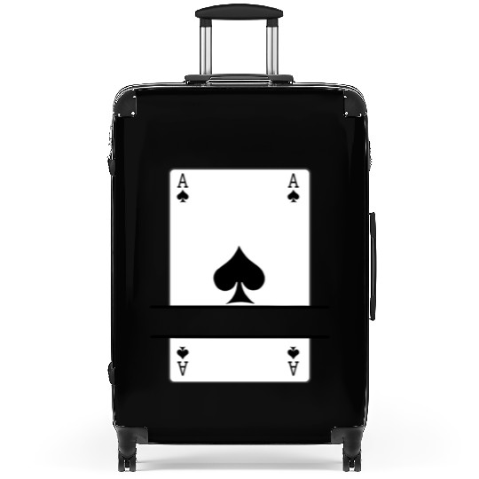 Playing card ace of spades with banner space Suitcases