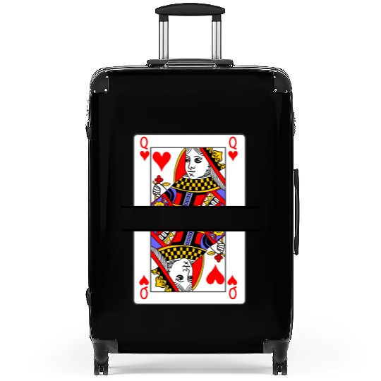 Playing card queen of hearts with banner space Suitcases