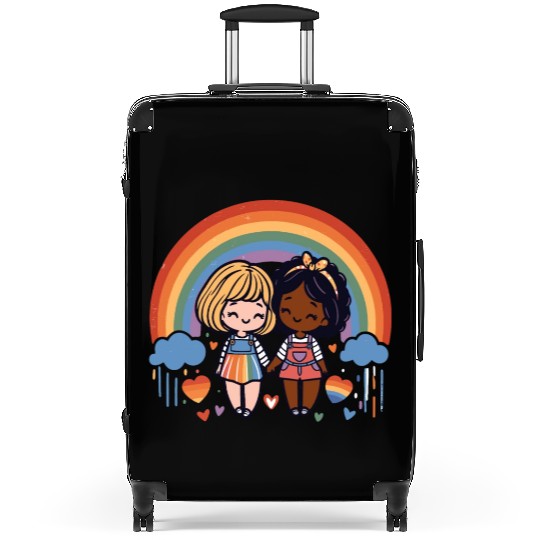 Cute Lesbian Sapphic Whitey Melanin Rainbow Pride Suitcases