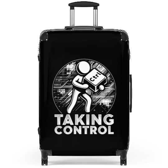 Robotics Engineer Taking Control Suitcases
