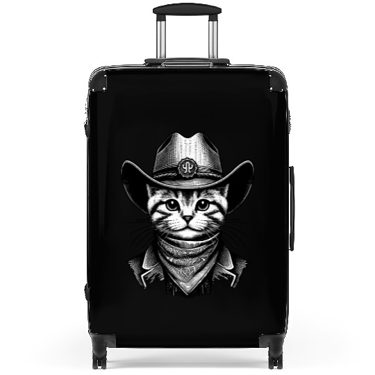 Cowboy Cat Art Suitcases