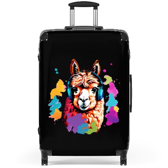 Alpaca in headphones Suitcases