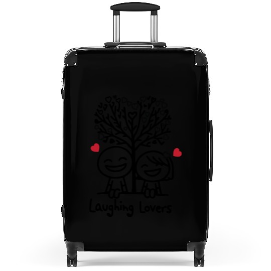 Joyful Lovers Laughing Together Suitcases